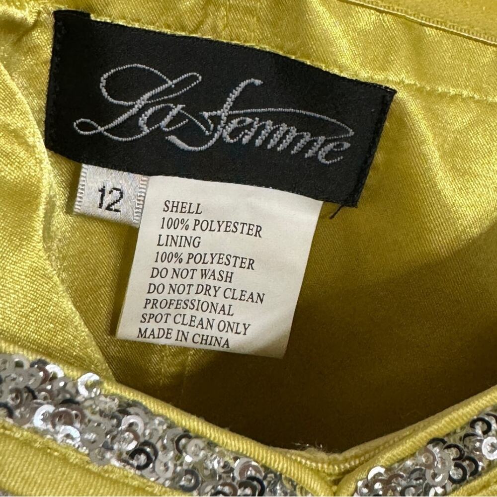 LA FEMME Sweetheart Chiffon Formal Mini Cocktail Dress Lime Green Size 12 - Picture 5 of 7